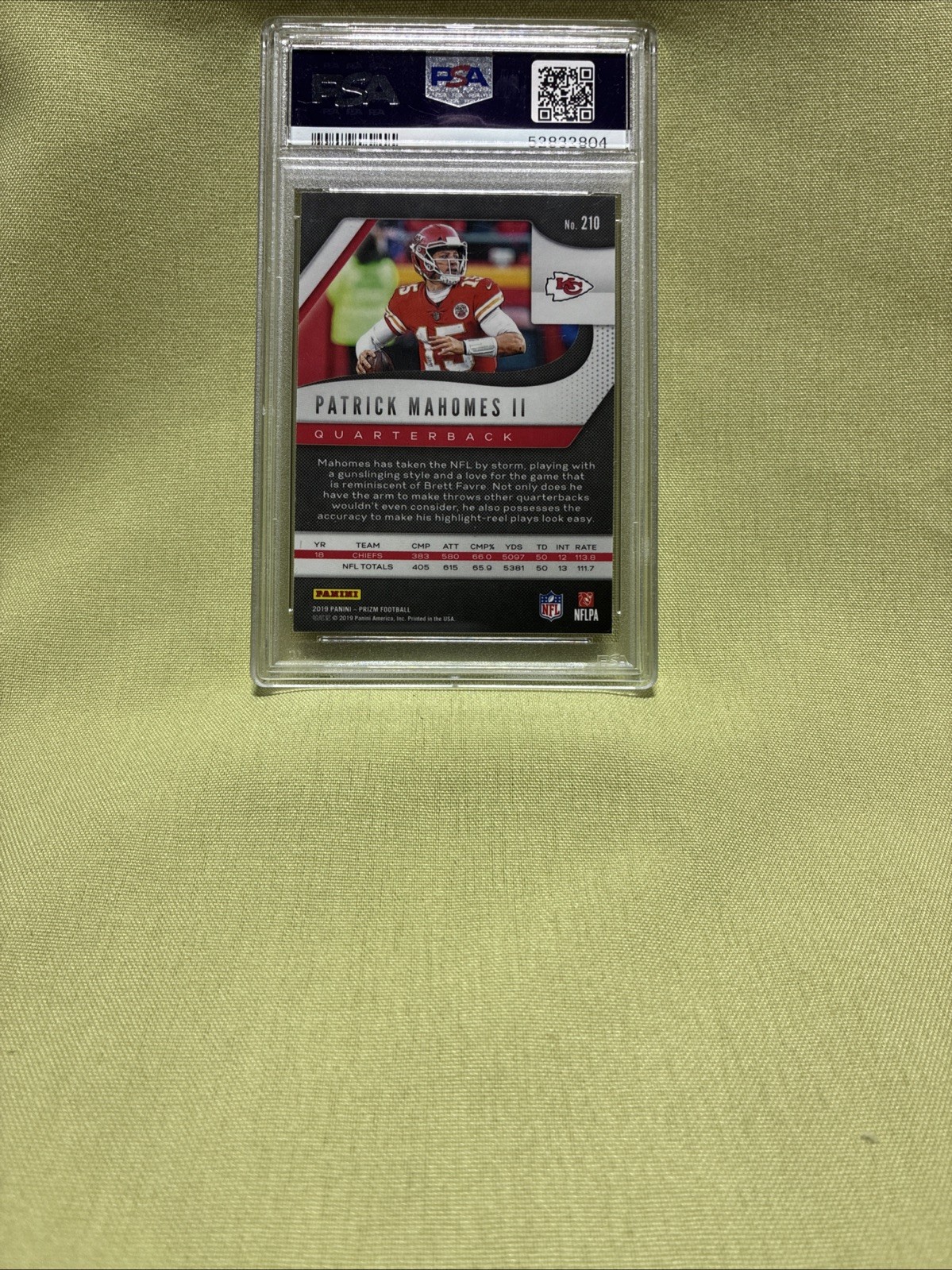 2019 Panini Prizm - #210 Patrick Mahomes II PSA Mint 9 Kanas City Chiefs 🔥 view 2