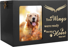 Pet Memorial Urns for Dogs or Cats Ashes with Photo Frame Wooden Memorial Fune