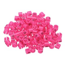 100 Pack Clothes Hanger Marker Number 28 Size Tag Fit 3mm Rod Rose Red