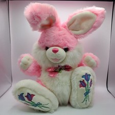 Vintage Dan Dee Hoppy Hopster Pink Bunny Plush Embroidered Tulip Feet Large 22"