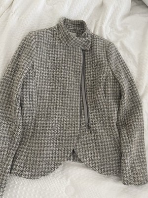 The Limited Scandal Collection Jacket Gray White Checked Button Zip Lined S