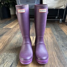 HUNTER Original Tall Rain Boots Girls Size 6 Purple Plum Matte Waterproof
