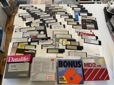 50 Assorted 5.25 Floppy Disks IBM PC - Games, Smalltalk, DOS, muLISP-87 Etc