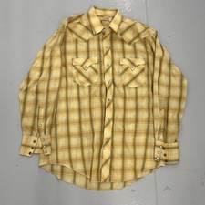 Vintage 60s Yellow Plaid Western Pearl Snap Shirt 1960s True Vintage