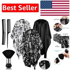 Professional 6 Piece Hair Cutting Cape Set with Duster & Combs - Adjustable Fit