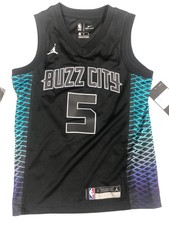 Maillot Jordan Enfant Hornets Nicolas Batum #5 Noir Dri-FIT Buzz City S