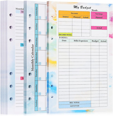 Toplive 3 Pack A5 Planner Refill 82 Sheet Colored Monthly Weekly Planner Refill