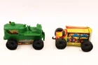 Pair Of Marx 50's Tin Toy Wind Up Climbing Tractors 1 Works 1 Needs Work A3