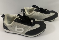 Bebe Girl's Sneakers Black Silver Glitter Size 4/5 Slightly Use