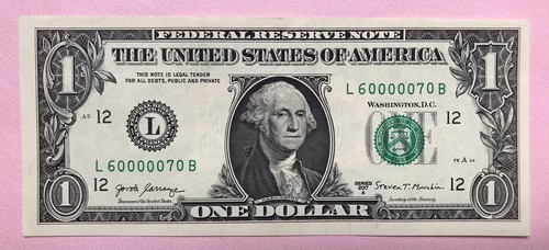 Six Of A Kind 0’s Five In A Row Fancy Serial Number $1 Dollar Bill Millionaire. - Picture 2 of 4