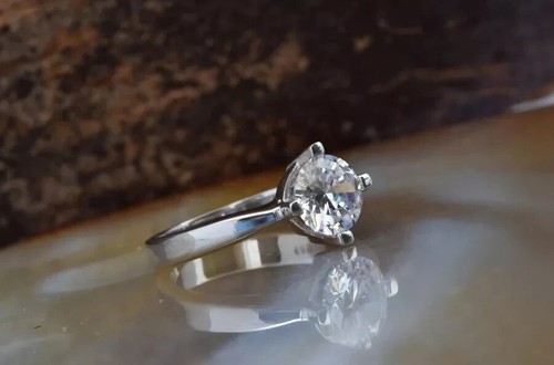 2Ct Round Cut Moissanite Solitaire Engagement Ring 10K White Gold Plated - Picture 3 of 4