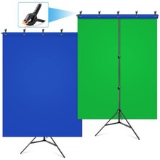 Blue Green Screen Backdrop Kit, 2-in-1 6.5x5 ft Green Screen Stand for Stream...