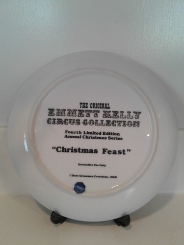 Emmett Kelly Circus Collection Plate Christmas Feast 1989 Dave Grossman, Japan - Picture 4 of 5