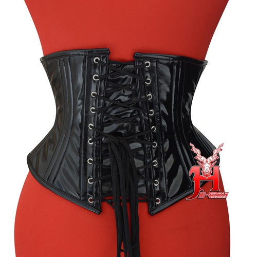 Unter Brust korsett corsage aus PVC Lack Schwarz 34~56 Korsage Corsets Hi-24 - Picture 6 of 8