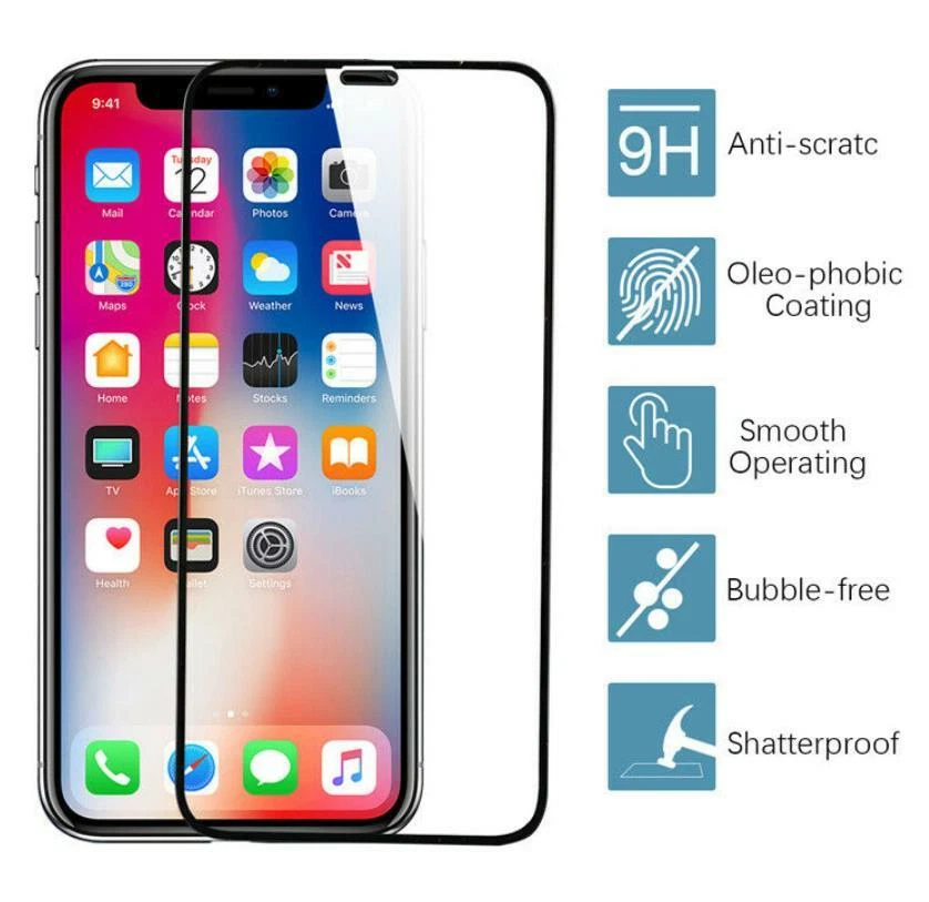 5 Pack FULL COVER Tempered Glass Screen Protector For iPhone  XR XS 11 Pro MAX - Image 2 of 4