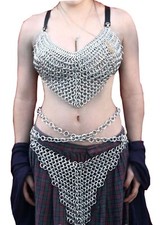 Aluminum Chainmail Halter and Bra Skirt for Girl Clothing Intimate Cosplay Dress