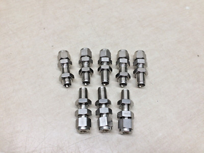 Lot of 8 HY-LOK 316 1/4'' Stainless Steel Male Coupler Fitting 2'' Long