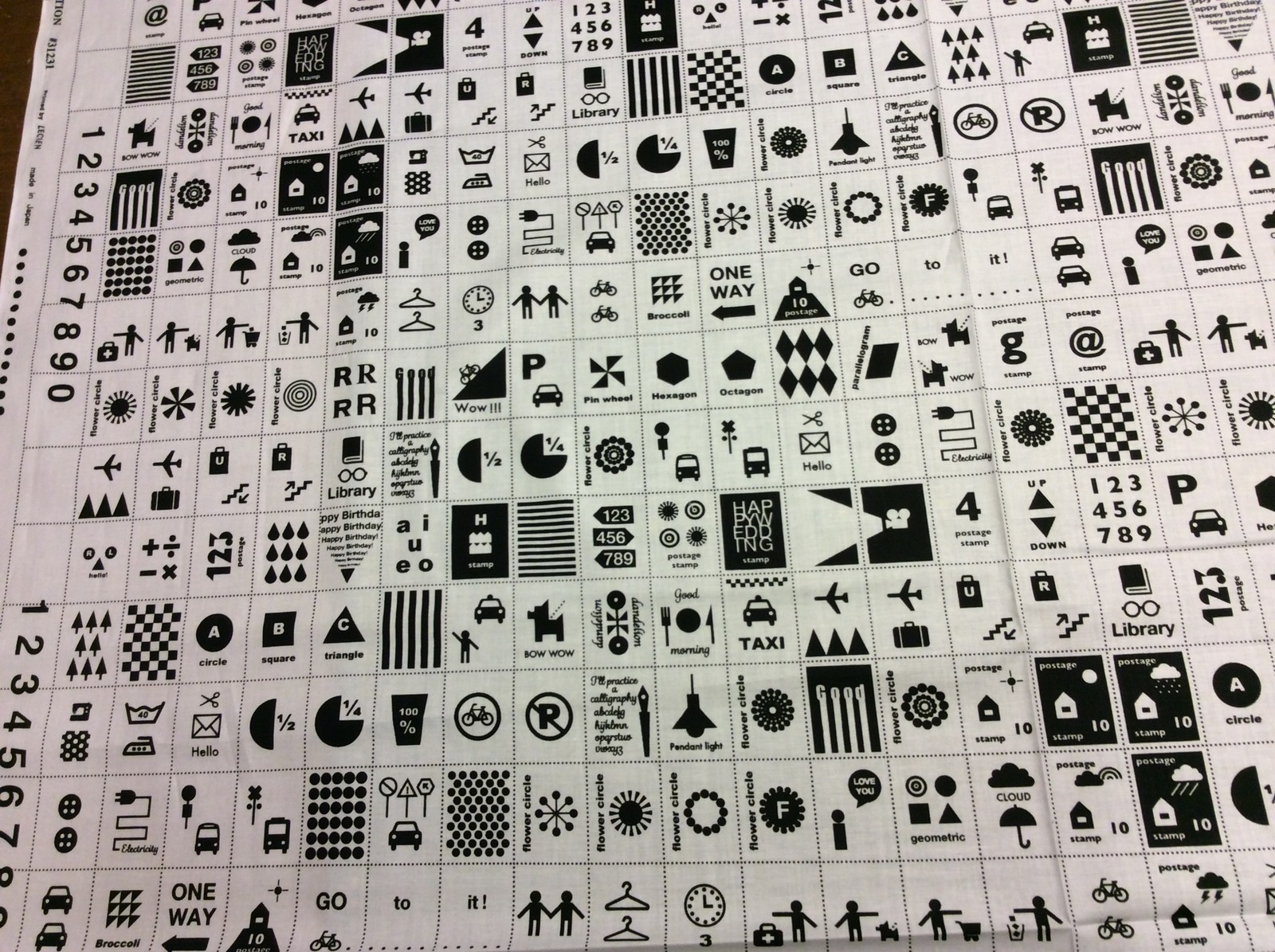 First of Infinity Sign Labels Black and White 100% Cotton Quilting Panel Fabric