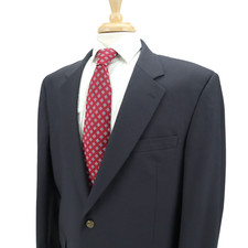 Jos A Bank Travelers Navy Blue Brass Button Stretch Wool Blazer Sport Jacket 44R