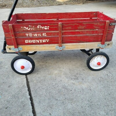 Radio Flyer Town Country Red Wooden Wagon With Metal Frame Wheels Kids  Class