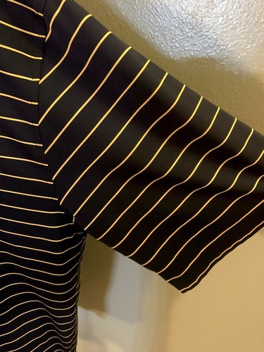 Men's Footjoy X-Large Navy & Gold Striped Performance Polo Shirt FJ Golf Casual - Picture 5 of 10