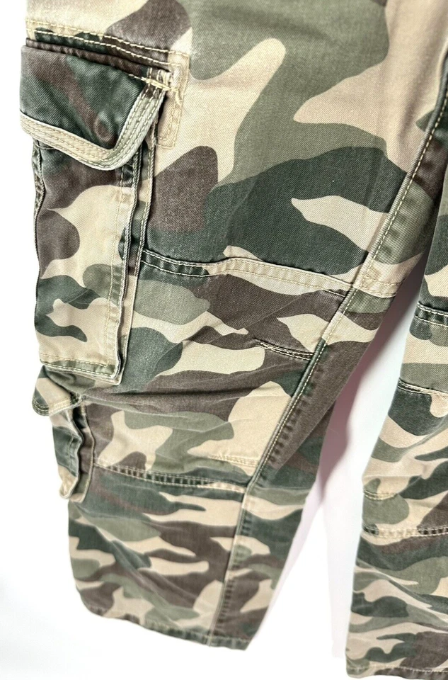 迷你紧身迷彩工装裤男孩 10 码绿色棕色军用口袋 — 第 4/4 张图片