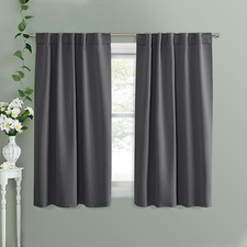 PONY DANCE Gray Blackout Curtains - Window Curtain Drapes - Short Thermal Insula
