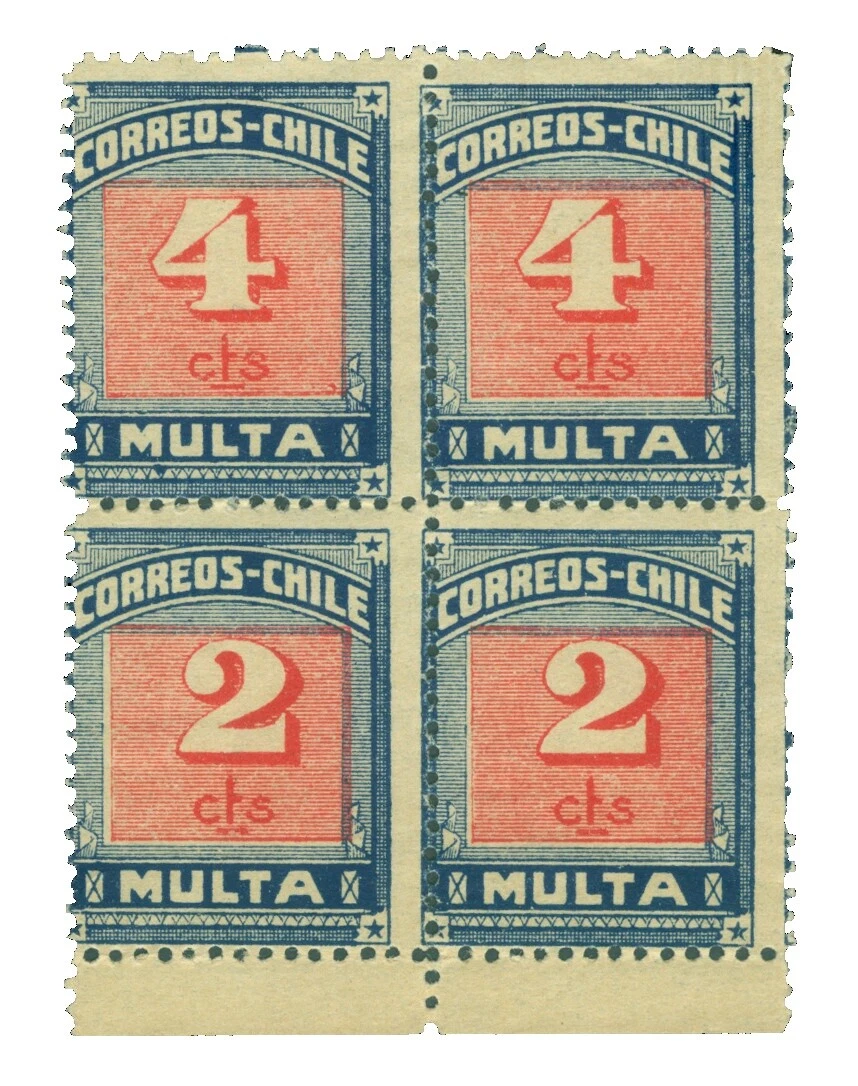 Handstamped Postage Due Chilean Stamps