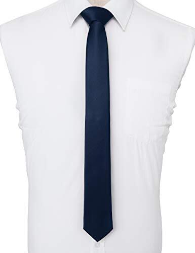 2.4" Solid Color Skinny Tie for Men Slim Necktie(6cm) Navy Blue - Bild 4 von 5