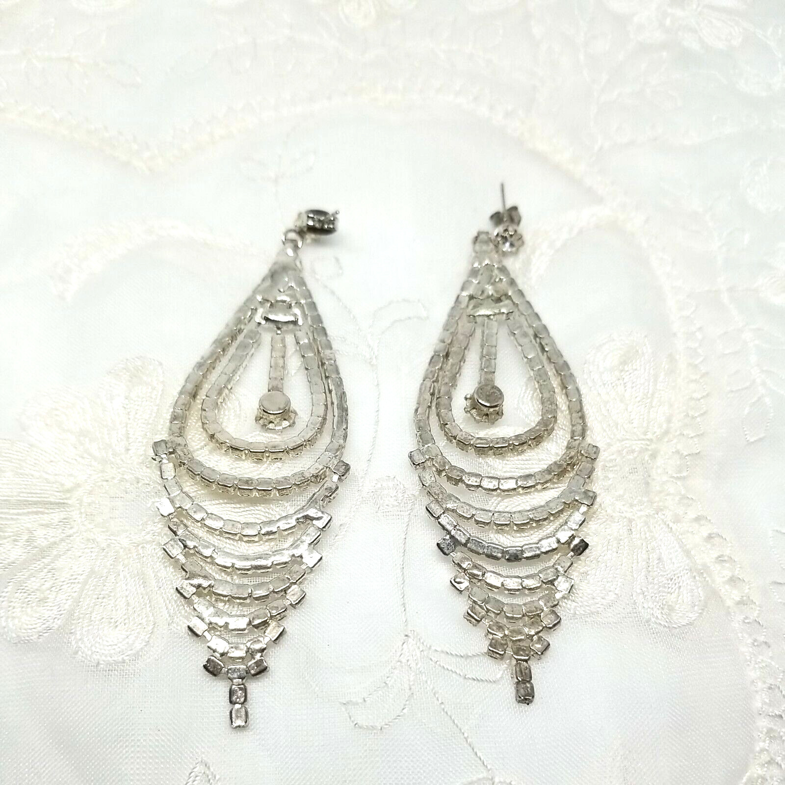 BEAUTIFUL LARGE DANGLE HANGING MULTI LAYERED RHIN… - image 7