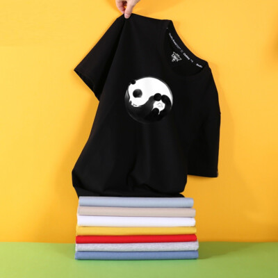 Unisex Baumwolle T-Shirt Yin Yang Panda bedruckt Taichi Hip Hop Freizeit Komfort