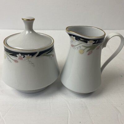 CROWN MING FINE CHINA  MICHELLE  JIAN SHIANG CREAMER & SUGAR BOWL WITH LID