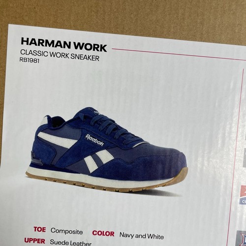 Reebok Harman Work Mens Navy White Sneakers SZ 12 @ Suede Leather Classic Style - Picture 10 of 10