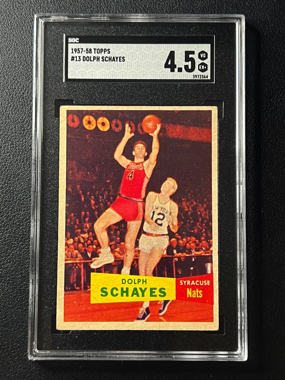 DOLPH SCHAYES SGC 4.5 1957-58 TOPPS BASKETBALL #13 ROOKIE NATS RC 2364