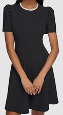 Karl Lagerfeld Paris Women's Black Scuba Crepe Contrast Trim Dress Size 12