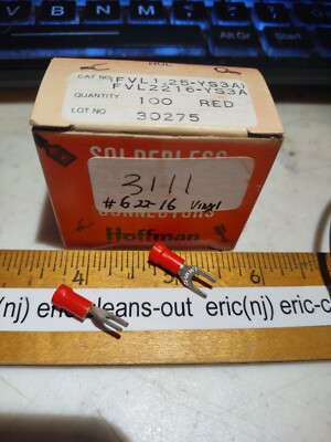Hoffman 3111 Spade Terminals Solderless #6 stud 22-16 AWG Wire Quan 100