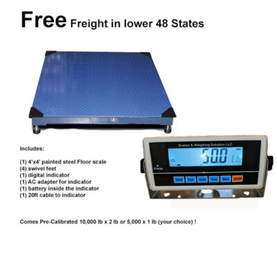 Floor Scale 48x48 w/indicator MS-520 capacity 5,000 lbs x 1 lb FLAT RATE SHIP