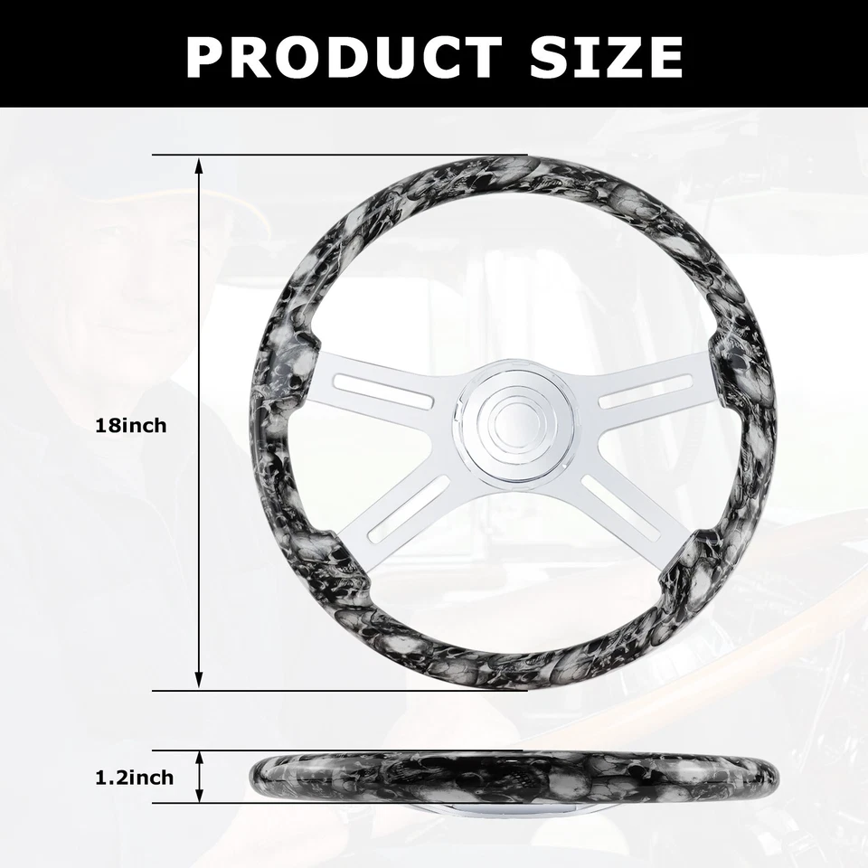 Volante de camión de madera con patrón de mármol único 4 radios para Kenworth 18"" Foto 3 de 4