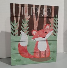 Little Explorer Fox 3D Wood Box SignKids Decor