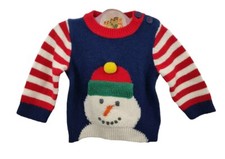 New Baby Boden 0 - 3 Months Snow Man Sweater Crew Neck Winter Holiday