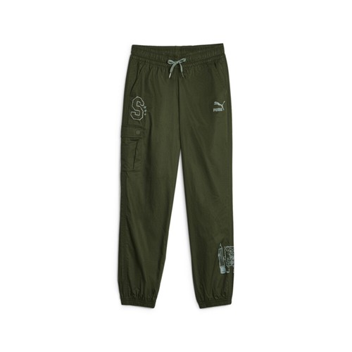 Puma Sponge X Twill Pants Youth Boys Green Casual Athletic Bottoms 62222031