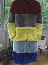 Designer Osman Ona Faux Fur Patchwork Coat Size 8 Us