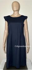Talbots Womens Italian Flannel Wool Sheath Dress Navy Blue 10P Petite