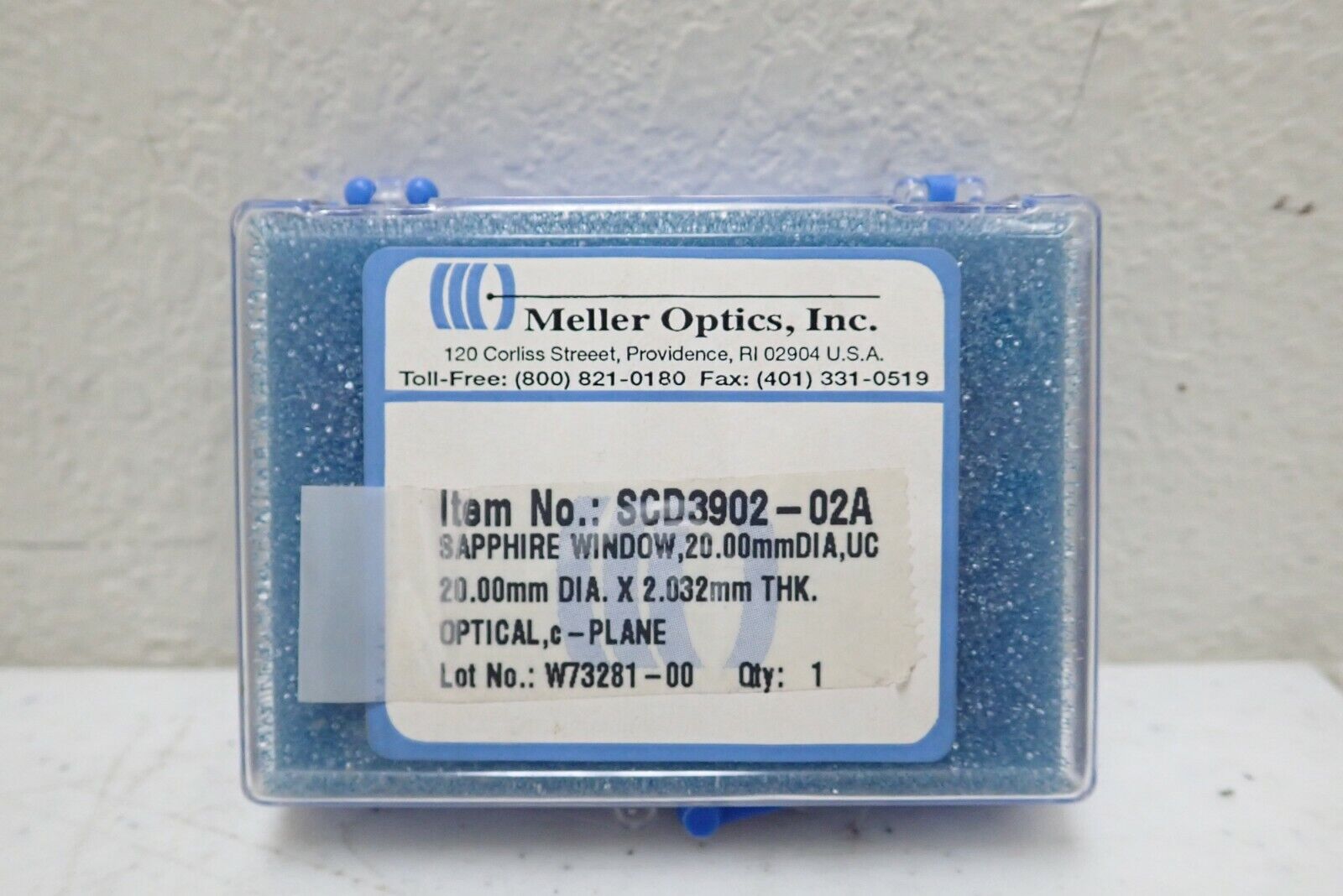 Meller Optics SCD3902-02A SAPPHIRE WINDOW 20.00mm DIA. X 2.032mm THK