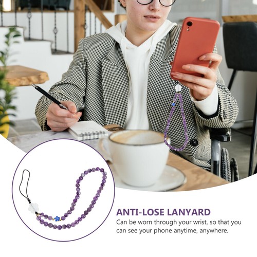 Amethyst Pendant Ladies Phone Accessories Charm Beaded Cellphone Lanyard - Zdjęcie 2 z 12