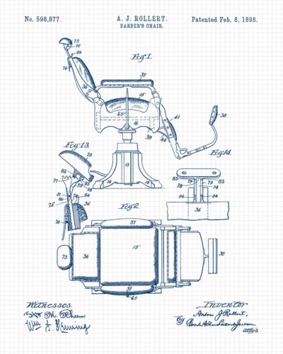 Classic Barber Shop Tools Patent Prints 6 (8x10) for Home Work Office Hair Salon - Picture 12 of 12