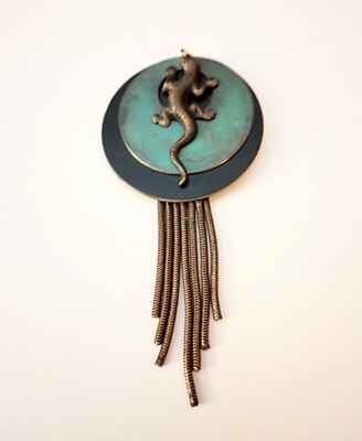Split Pin Lizard Vintage Hand Made Brass Lizard Pin Brooch Green And Black Patination | eBay