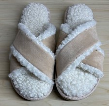 Alfani Women's Crossband Faux Fur Slippers XL 11-12