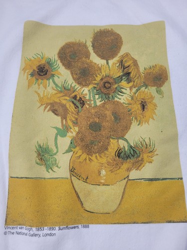 Vincent Van Gogh Sweatshirt Womans Small White National Gallery Sunflower Art - Picture 2 of 10