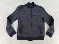Marc Anthony Mens Sweater Medium Gray Full Zip Mock Neck Cotton Blend